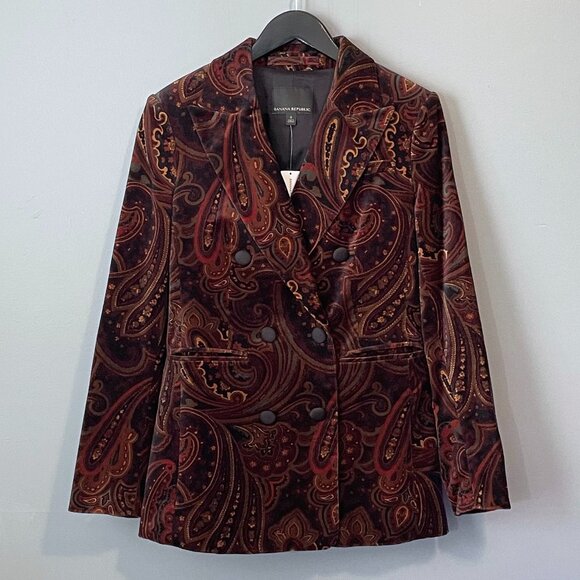 Banana Republic Jackets & Blazers - Last Chance! New Banana Republic Velvet Paisley Tailored Blazer Black 0 $300